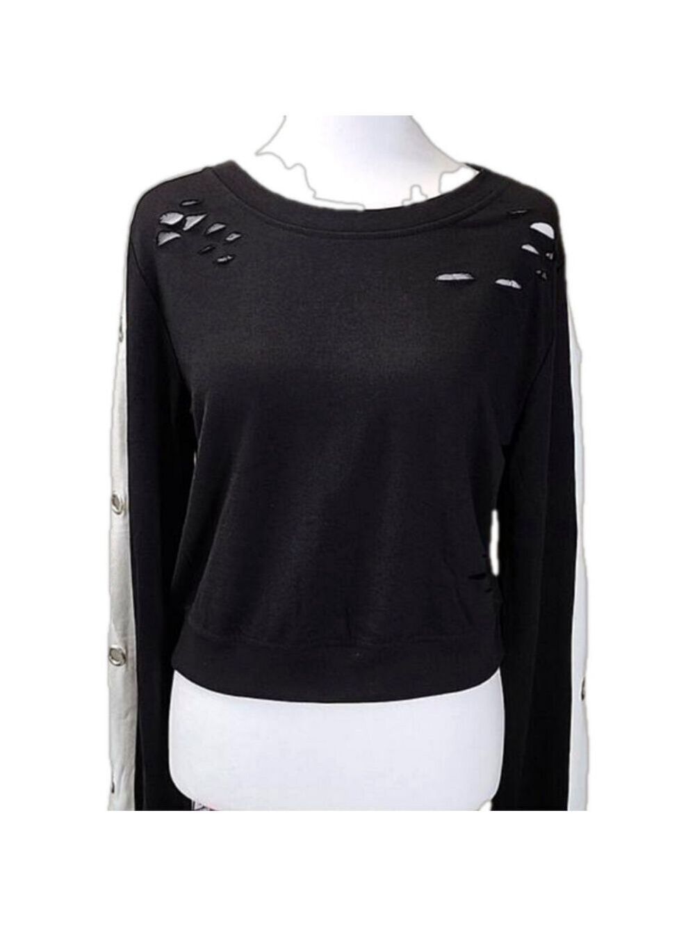 MIMI New York ladies pullover scoop neck black & white top Size large